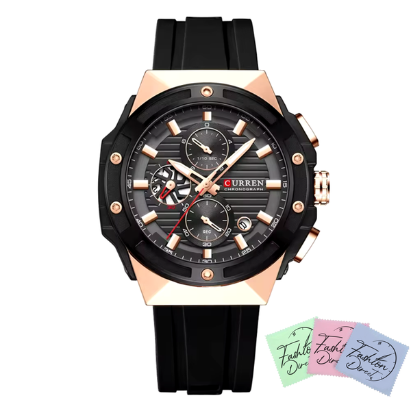 Curren - Men Silicone Strap Chronograph Sport Watch - Blue
