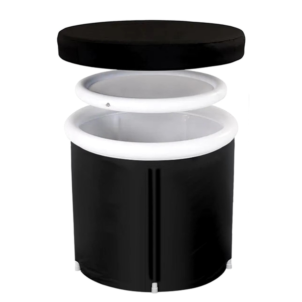 XL Cold Plunge Tub, Portable PVC Ice Bath Tub with Lid - Black