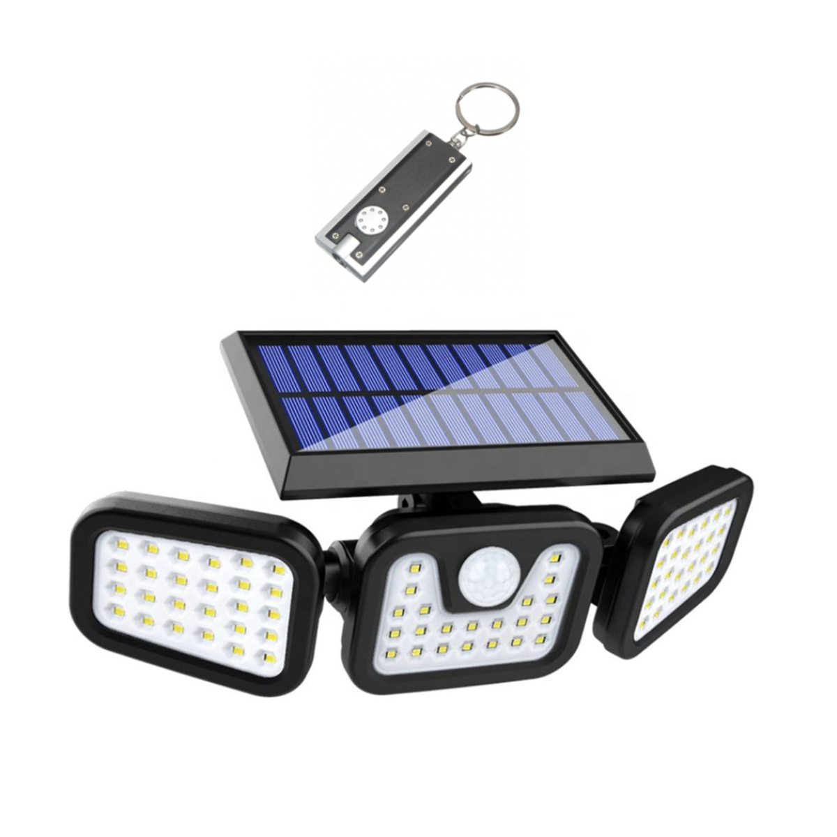 Solar Rechargeable Outdoor Motion Sensor Wall Light with LED Keyring Torch