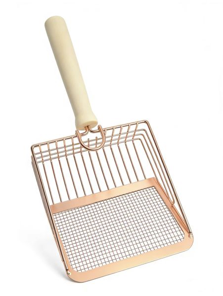 Dual-Gap Rose Gold Metal Cat Litter Scoop