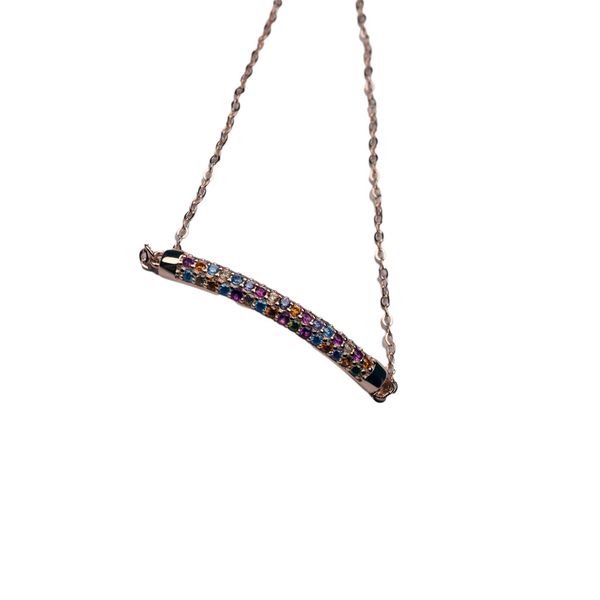Graceful, Elegant, Multi-Colour Rainbow 925 Sterling Silver Necklace