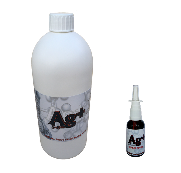 AG+ Colloidal Silver - 1l Bottle &amp; 30ml Nasal Spray - Immune Booster