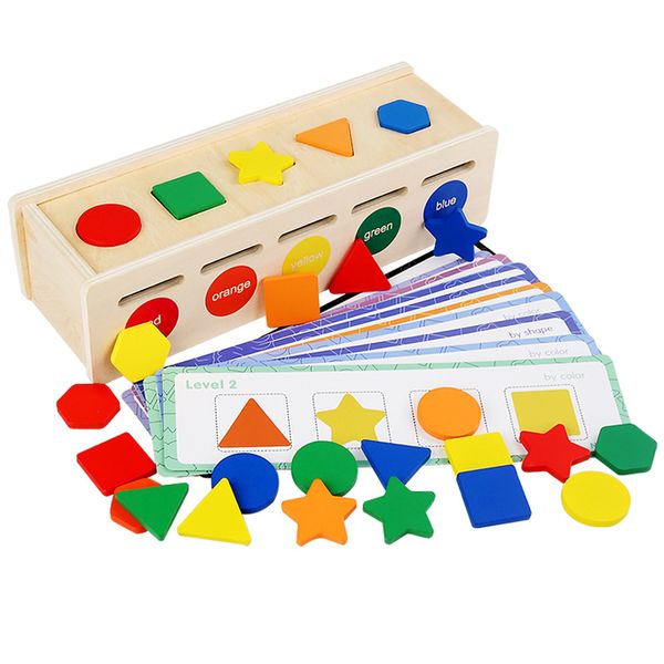Wooden Color and Shape Sorting Box Toy - Ideal for Early Education