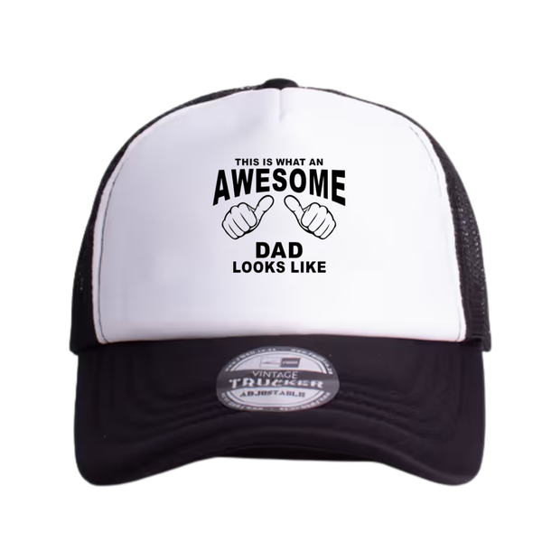 Black and White Trucker Cap - This Is A Awesome Dad