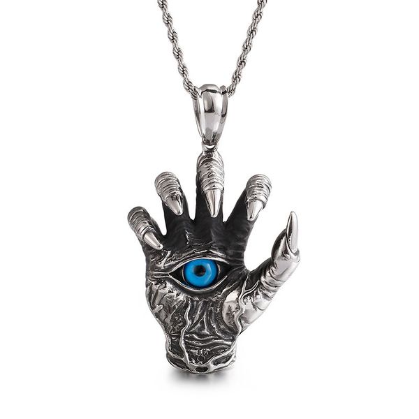 Personality Demon Hand with Blue Eye necklace