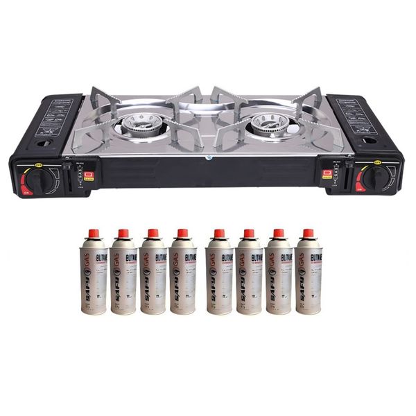 2-Burner Gas Stove BDZ-202+ Gas Canisters(8packs)
