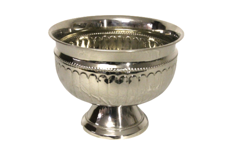 Round Decorative Flower Bowl on Round Base - Silver Plated