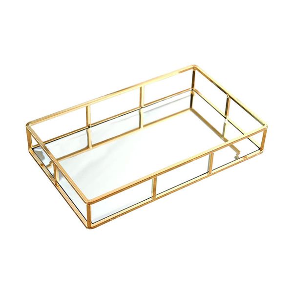 Large Indoor Minimalistic Gold Vanity Mirror Tray