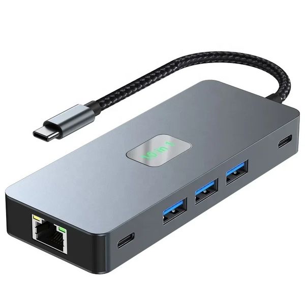 10-in-1 Dual HDMI 4K Docking Station Compatible with MacBook Pro and XPS