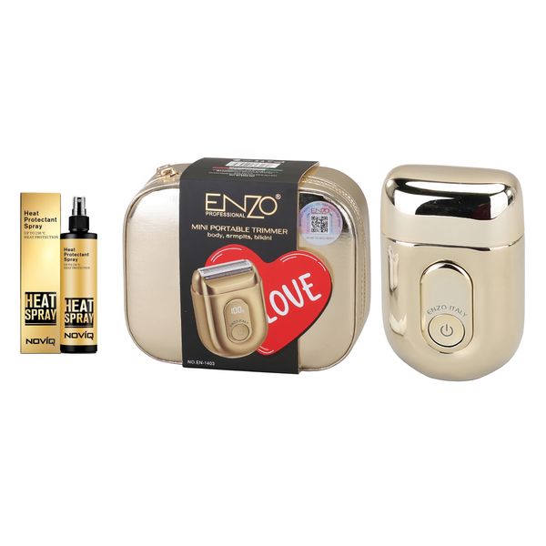 Enzo Mini Portable Electric Shaver + NOVIQ Heat Spray 250ml