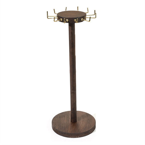 Wooden Necklace Display Rack With 12 Hooks