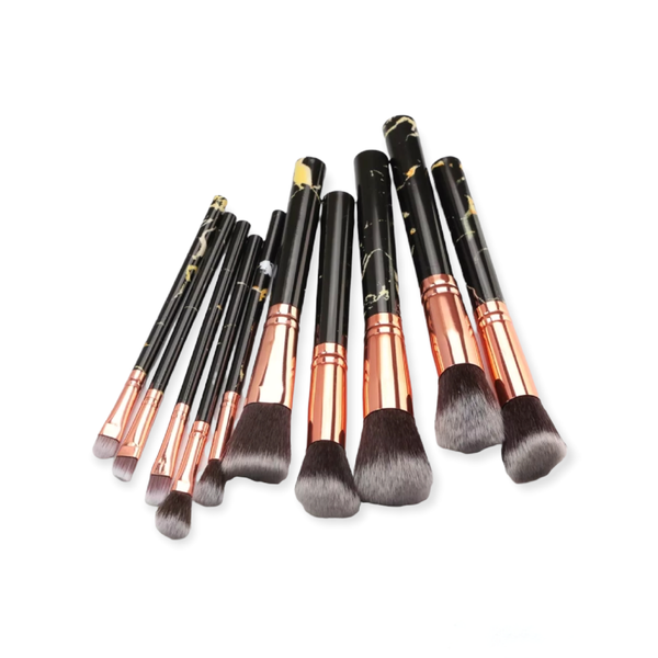 10 Piece Marble Makeup Brush Collection Set