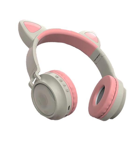 Colorful Glow (Wireless) Cat Ear Headphones -BT, TF Card &amp; Aux -Purple/Pink