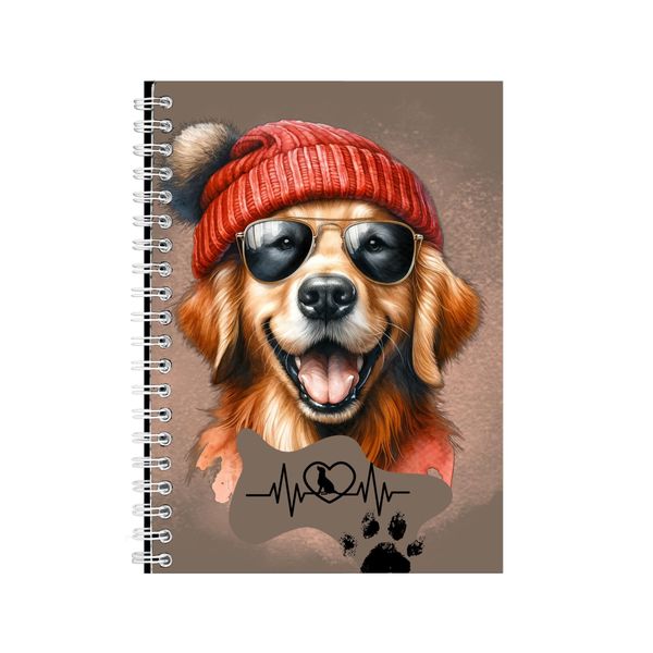 Heartbeat A5 Notebook Spiral and Lined Golden Retriever Graphic Notepad 111