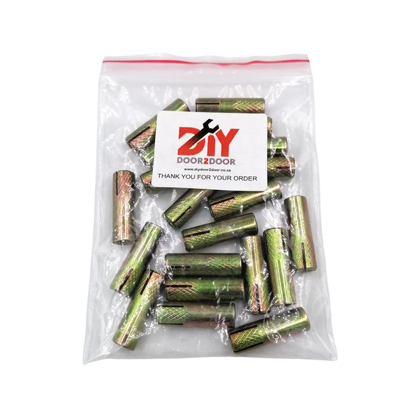 20Pcs M-6x25mm Steel Drop-In Anchor Sleeves