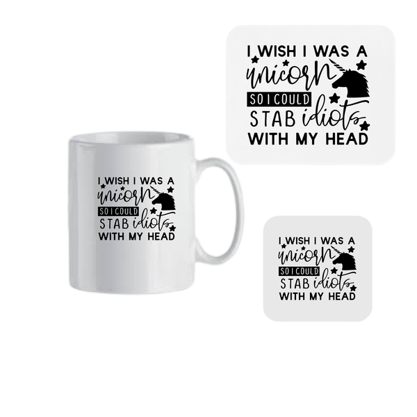 Mug - Coaster and Mouse Pad Combo - I Wish I Was a Unicorn