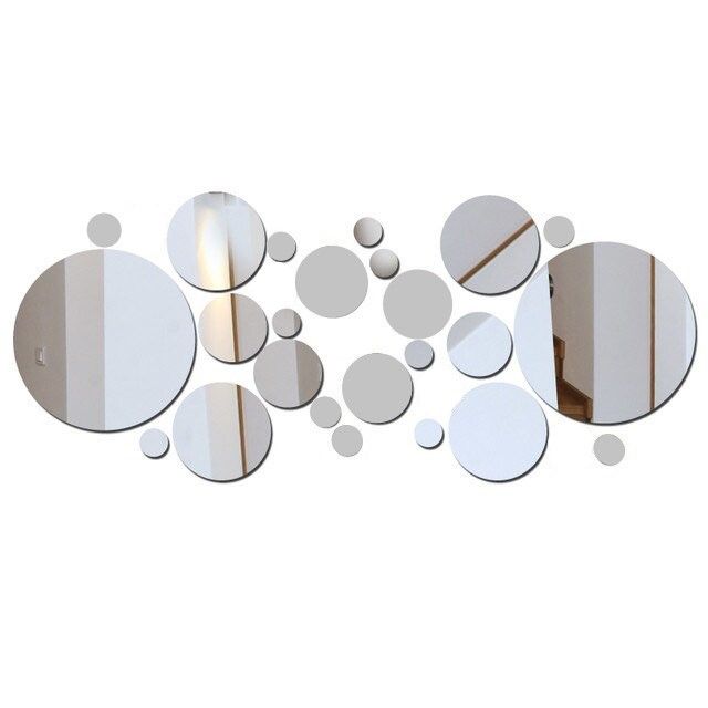 Adhesive Acrylic Wall Round Mirror Set-24 Pieces