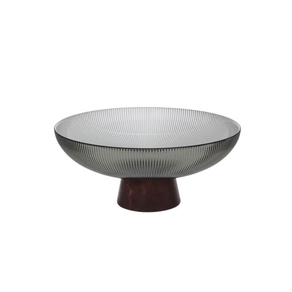 Smoky Gray Glass Round Decorative Bowl - 10.25 inch