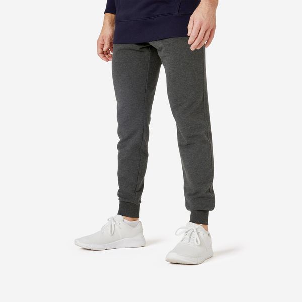 Domyos Men's Comfortable Slim-Fit Fitness Jogging Bottoms - Dark Grey