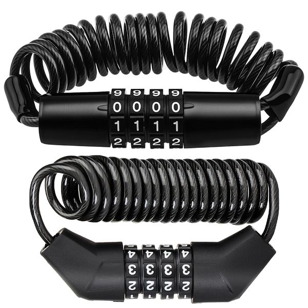 Mini Password Locks - Anti-Theft 4 Digit Retractable Cable Lock for Bike