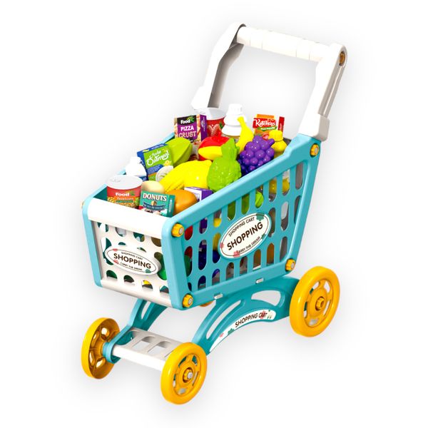 56 Piece Shopping Cart Toy - Mini Market Trolley Set for Children