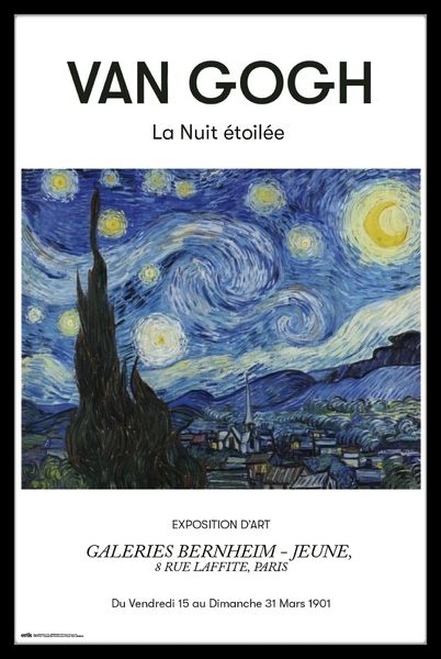 Van Gogh - La Nuit Etoilee (Starry Night)Poster with Black Frame