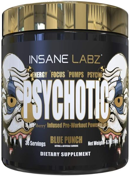 Insane Labz Psychotic Gold Pre-Workout Powder Blue Punch - 190g