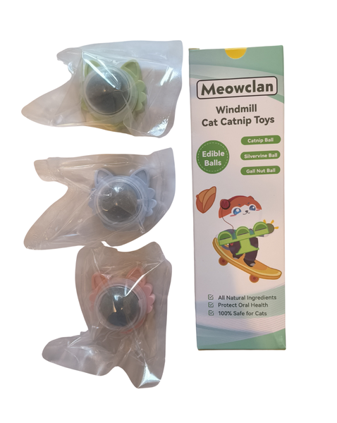 Catnip Licking Ball x 3 - Wall-Mounted Treat Toy for Licking &amp; Play