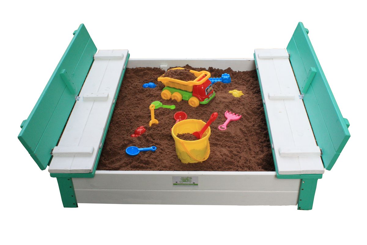 Just for Kids The Original 4 Seater Folding Bench Sandpit Light Green