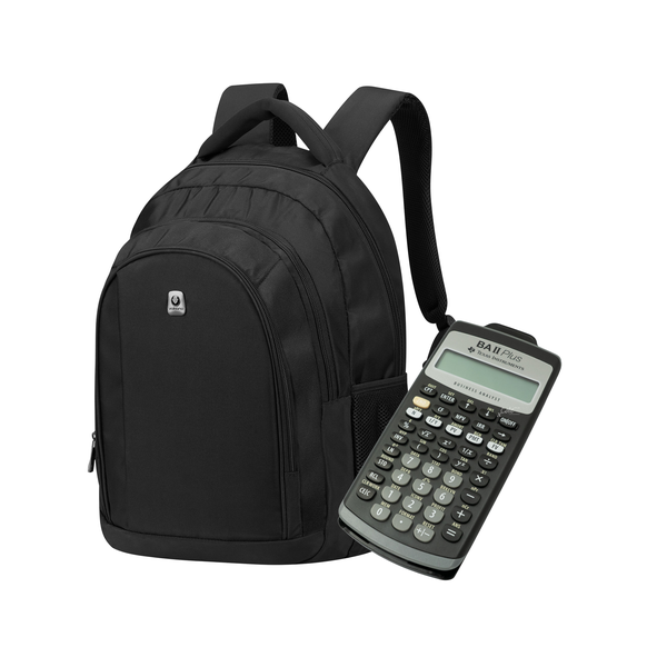 Texas Instruments BA II Plus Financial Calculator + Volkano Stealth 15.6"" Laptop Backpack Bundle
