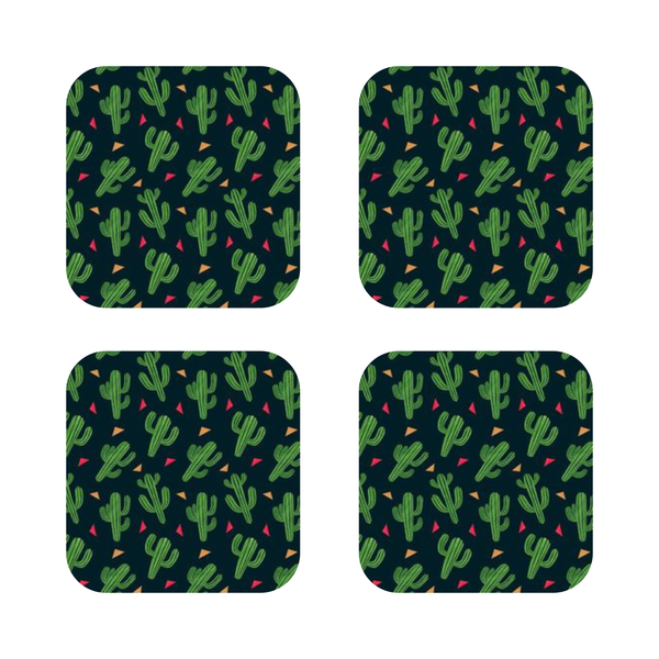 Custom Printed Black Cactus wooden Coasters