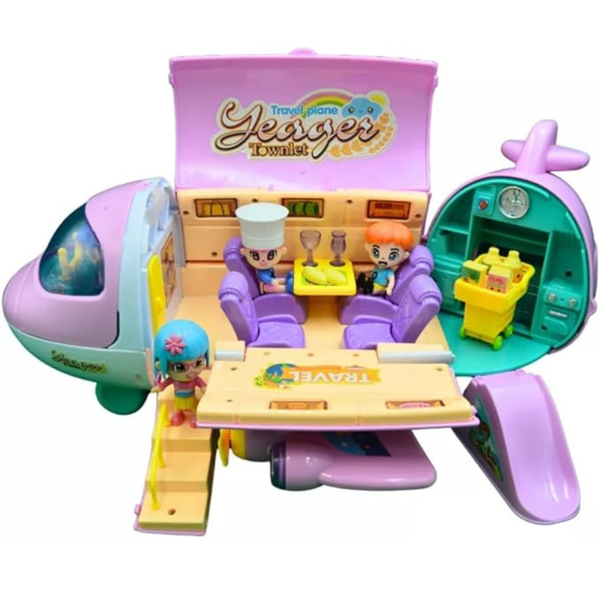 Mu Bear &amp; Co- Dollhouse Aeroplane with 4 Dolls and Accessories- 31 Pieces