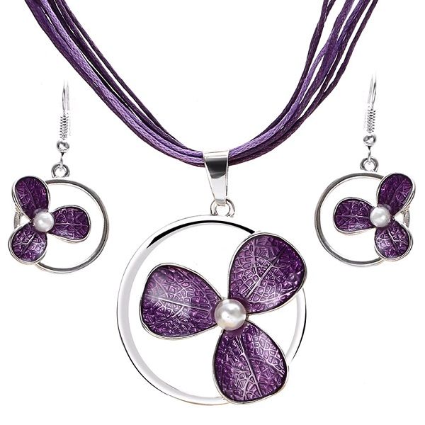 Trendy Oil Drop Flower in Circle Shape Jewelry Set - AW