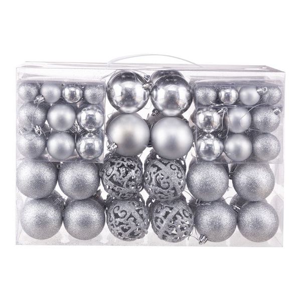 100 silver Christmas balls, shatterproof ornaments