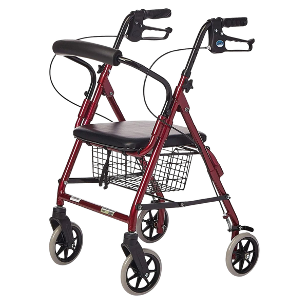 Lightweight Aluminum Rollator Walker with Seat,Backrest, and Storage Basket