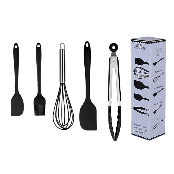 5 Piece Silicone Spatula Heat-Resistant Cooking Utensil Set