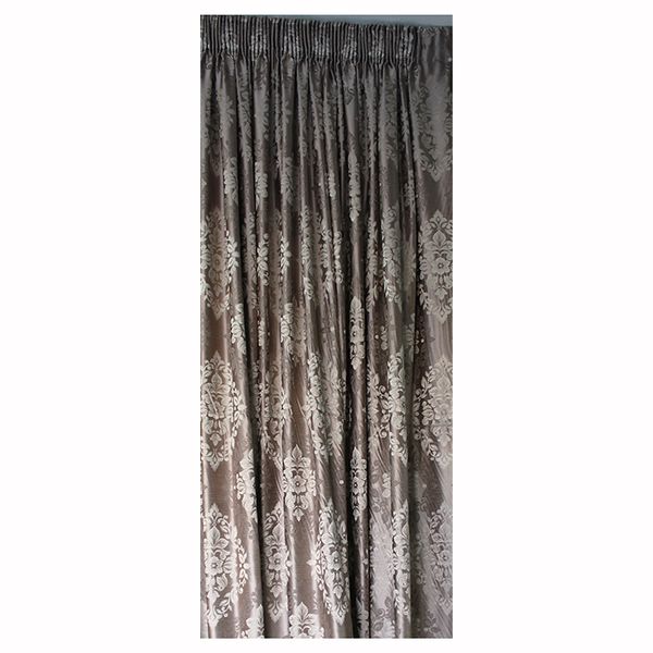 Matoc Readymade Curtain -Floral 265cmWx218cmH -Taped -Lined -Brown