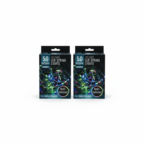 No Place Like Home Outdoor 5m LED Fairy Lights - Weather-Resistant - 2 Pack