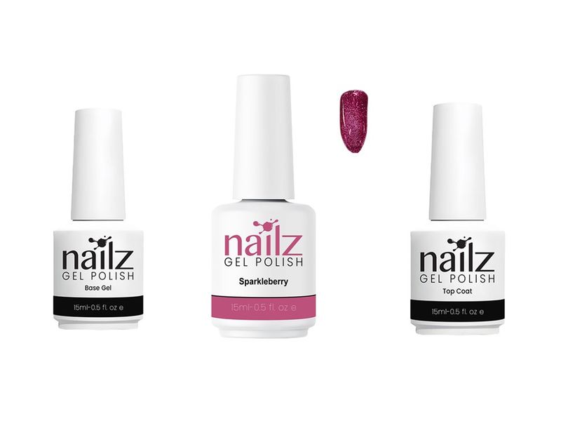 NAILZ Gel Polish Sparkleberry + Top Coat + Base Gel 15ml