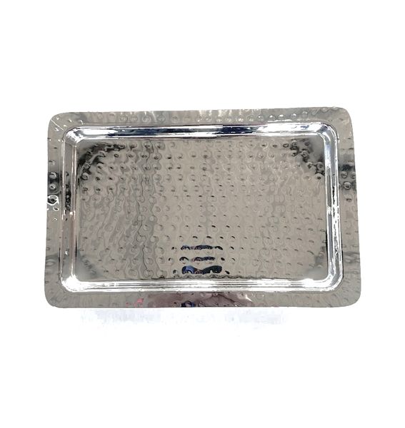 Rectangular Stainless Steel Serving Platter/Tray - Hammered Finish