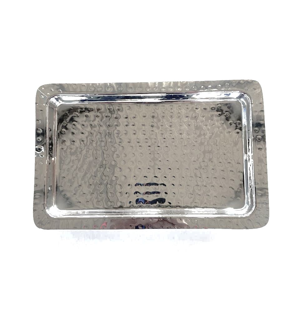 Rectangular Stainless Steel Serving Platter/Tray Hammered Finish