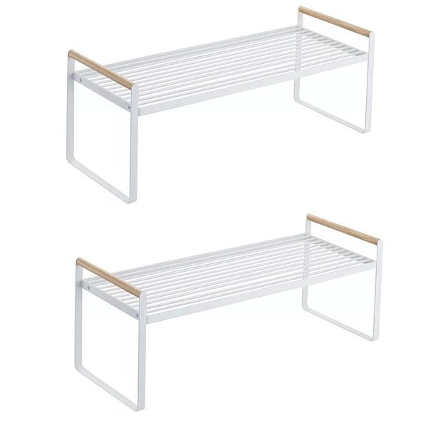 Universal Kitchen Wire Shelf Pantry Storage Organizer Rack - 2-Pack - White