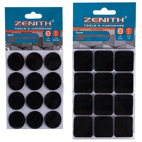 Round &amp; Square Furniture Protection Pads 3x3cm 24 Pieces Each