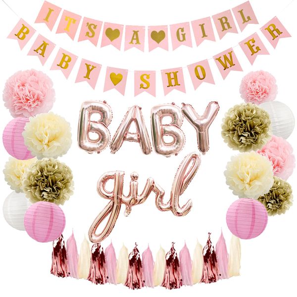 It's Baby Girl Shower Decorations Balloons Set