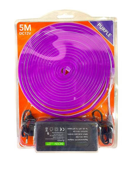 12V Purple Neon Flex LED Strip Light 5M with Power Supply
