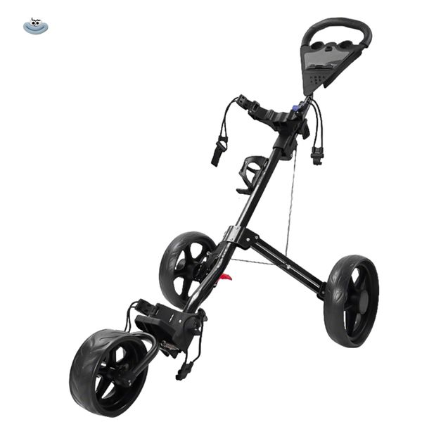 3 Wheel Foldable Golf Push Cart - Ball Bag, Storage Bag, Water Cup