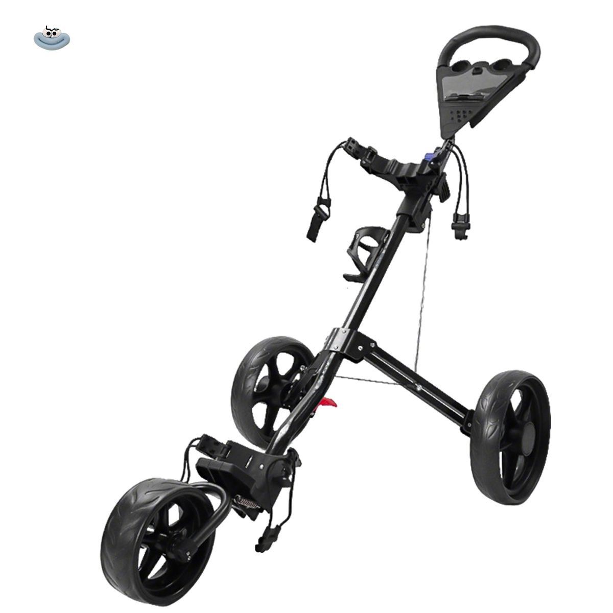3 Wheel Foldable Golf Push Cart - Ball Bag, Storage Bag, Water Cup