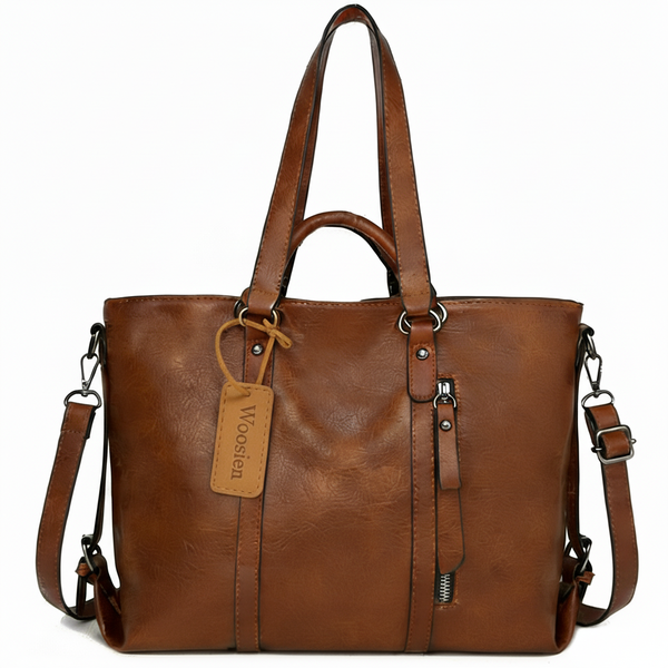 Woosien Women's vintage soft leather crossbody handbag brown 1 piece