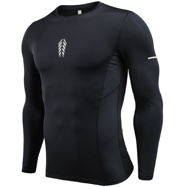 APEY Running Tops Gym Shirts - Long Sleeve Base Layers For Men - All Black
