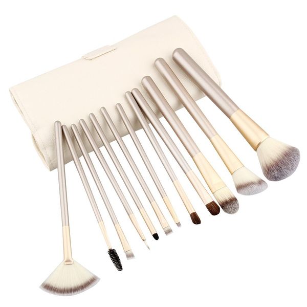 12 Pieaces Make Up Brush With PU leather Bag